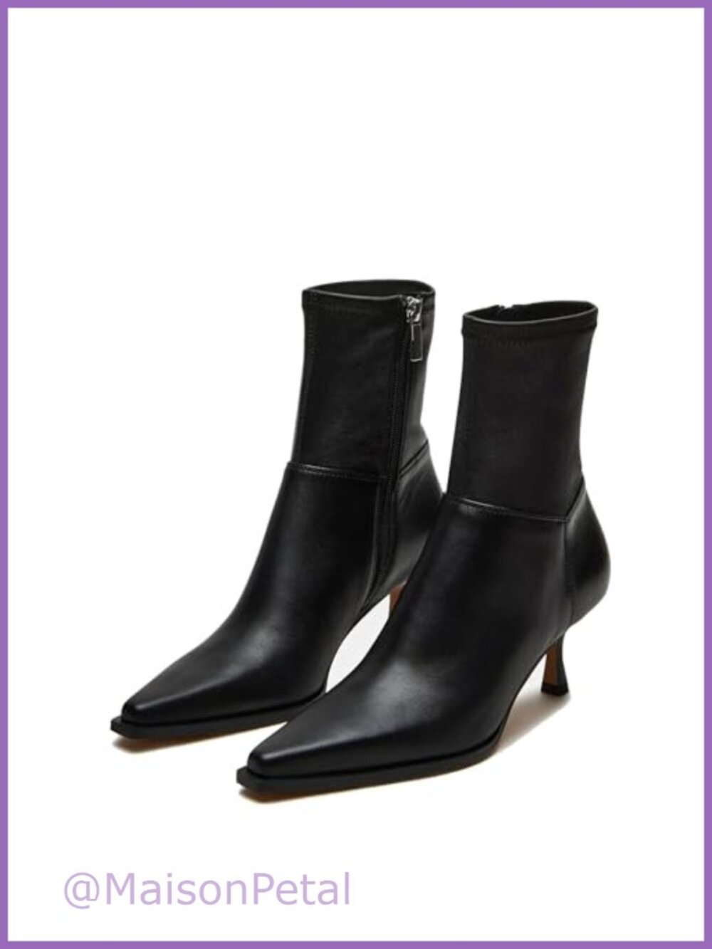Women's Kitten Heel Ankle Boots Faux Leather Pointed Toe Booties